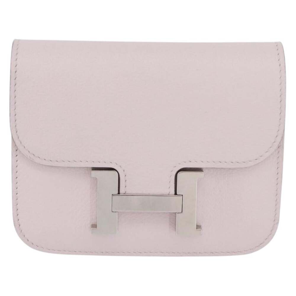 Hermes Leather Constance Slim Wallet Pink